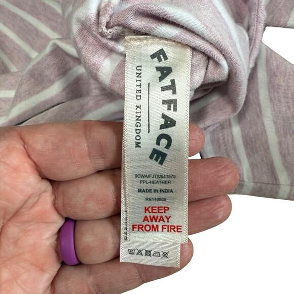 Fat Face Women's Top Breton Stripes Lilac L/S 14 Stretch Fishermancore Coastal - Picture 5 of 10